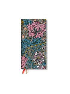   Paperblanks keményfedeles naptár (2026) 12 hónapos - Morris Pink Honeysuckle slim horizontális (9780349707495)