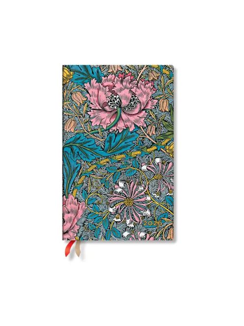 Paperblanks puhafedeles naptár (2026) 12 hónapos - Morris Pink Honeysuckle maxi horizontális (9780349708492)